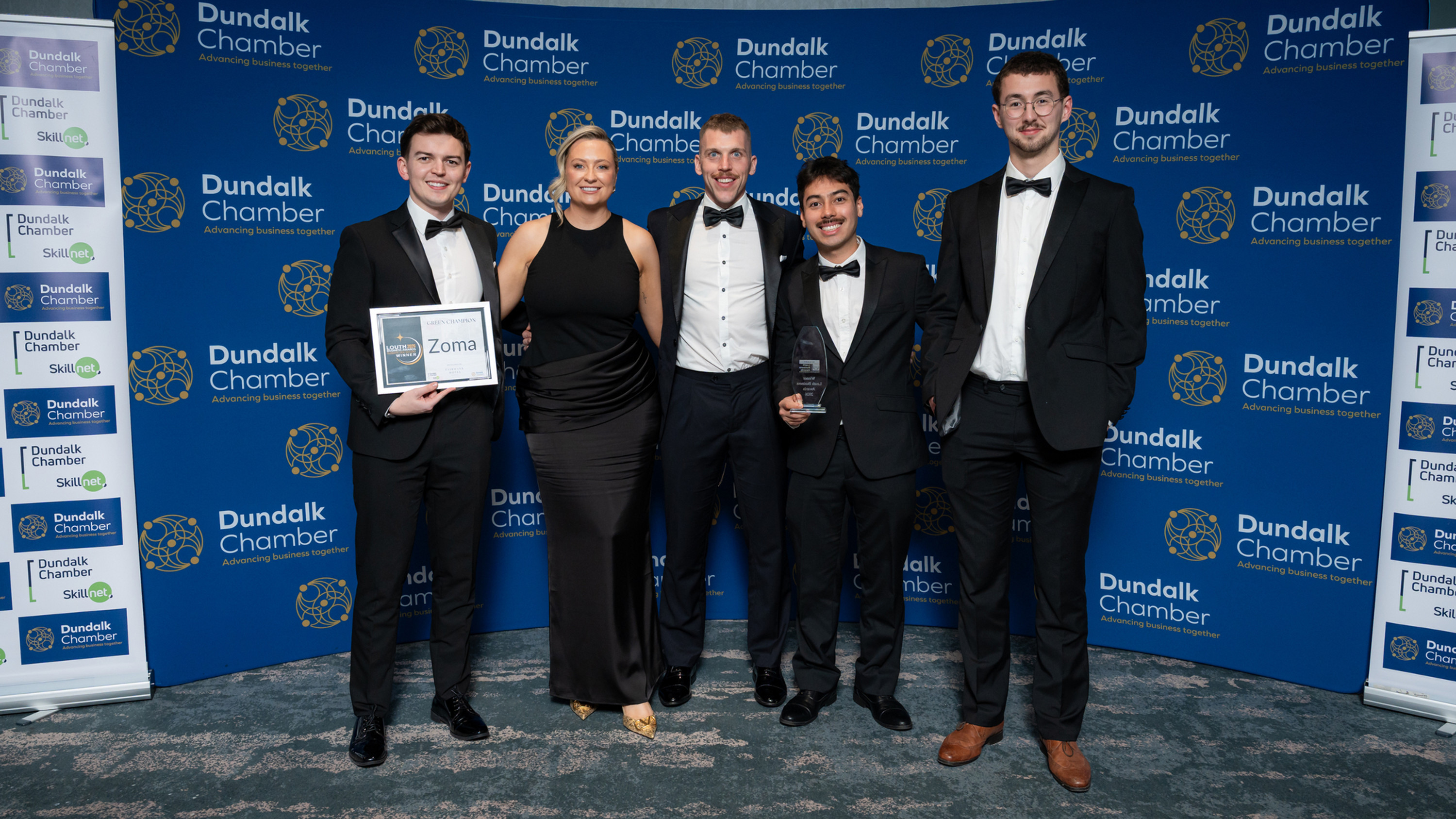 ZOMA team with the Green Champion award at the 2026 Louth Business Awards