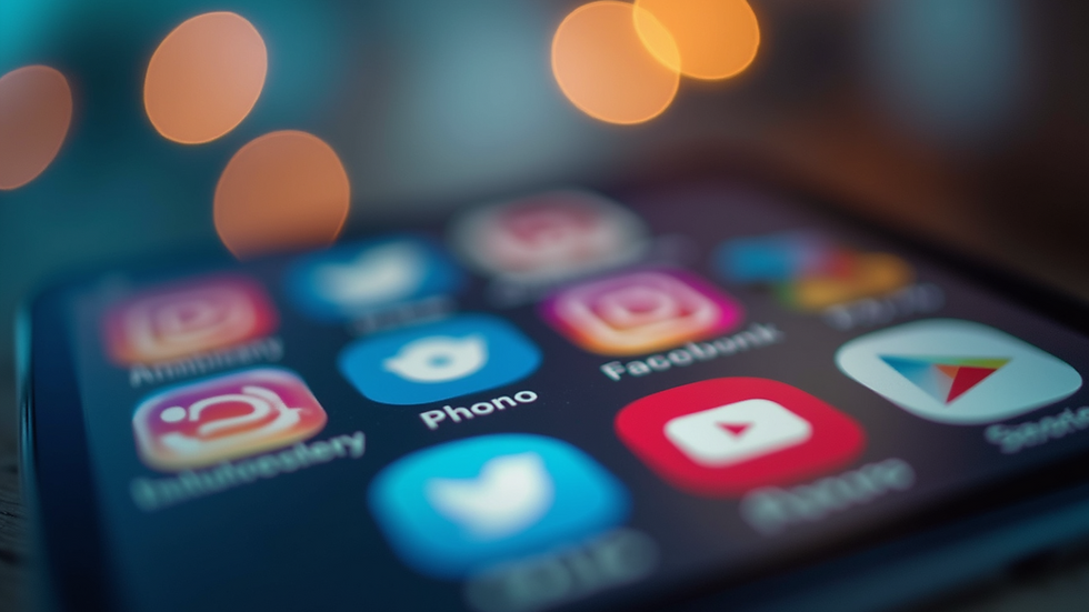 Eye-level view of various social media icons