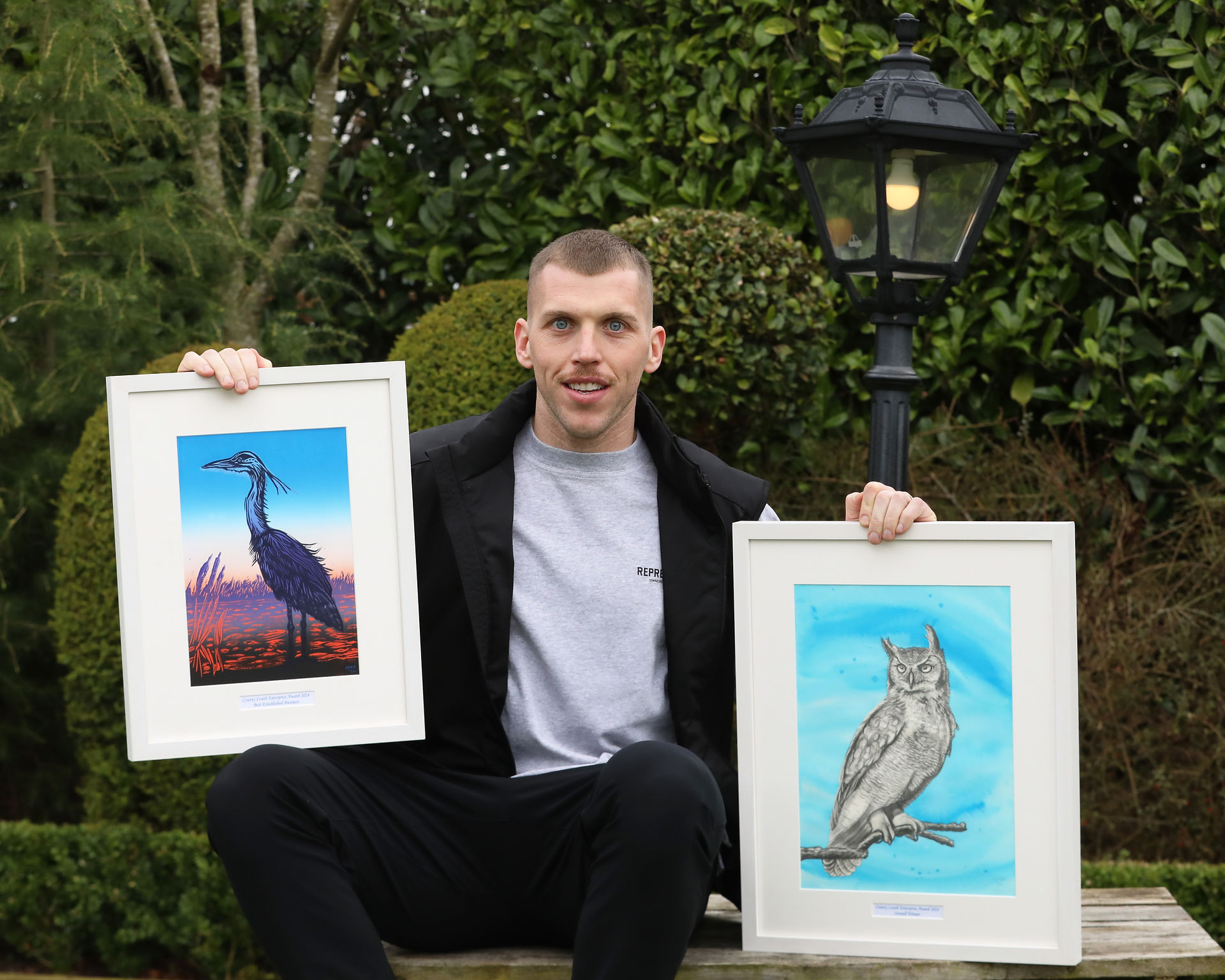 David Kieran with the two awards