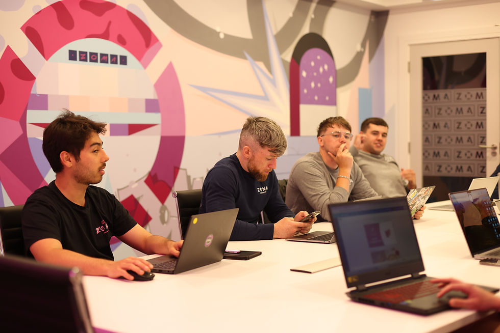 Eye-level view of a brainstorming session with diverse professionals
