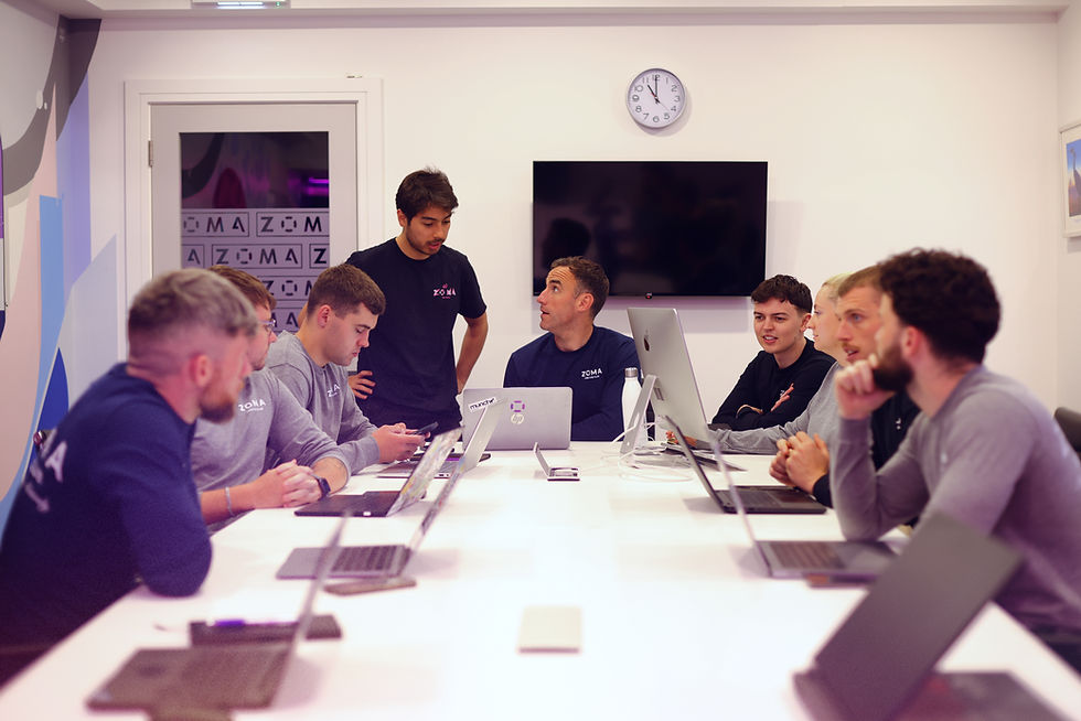 Wide angle view of a collaborative office environment